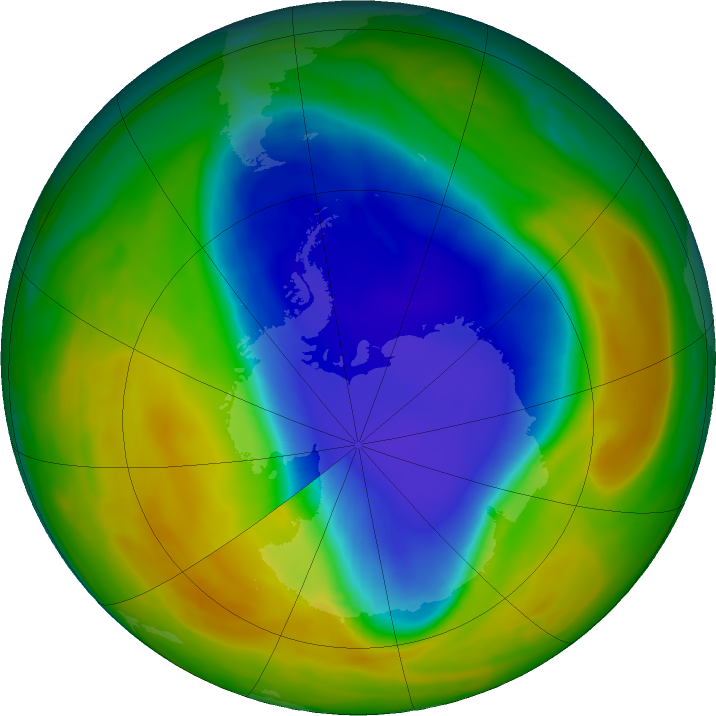 Antarctic ozone map for 24 October 2017